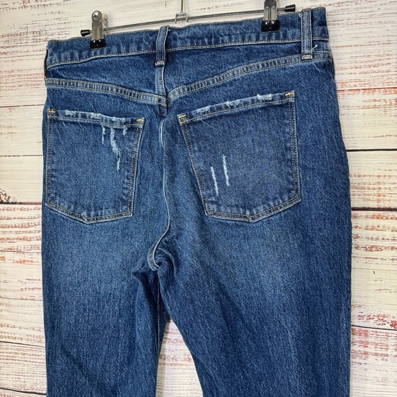 Old Navy Jeans slouchy raw hem size 2 Dark Blue Distressed Straight Leg Jeans - Picture 8 of 10